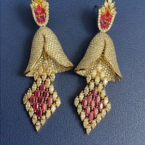 American diamond ruby earrings